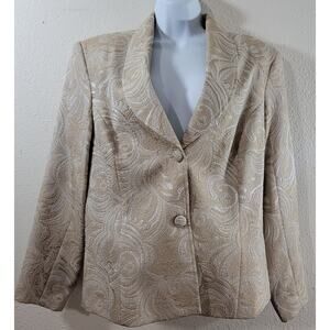 Draper's & Damon's Beige Cream Paisley 2 Button Blazer 14P Lightweight Soft